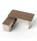 現代米色木紋L形帶櫃桶辦公枱 Modern Beige L-Shaped Office Desk