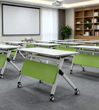 Modern White and Green Foldable Training Table