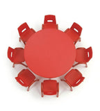 紅色可升降八人圓形幼稚園枱 Adjustable Red Round Kindergarten Table
