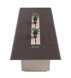 深木色帶線盒長方形會議枱 Modern Dark Wood Conference Table