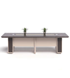 深木色帶線盒長方形會議枱 Modern Dark Wood Conference Table