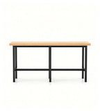 Minimalist Solid Wood Rectangular Bar Table with Metal Legs, Customizable