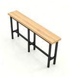 Minimalist Solid Wood Rectangular Bar Table with Metal Legs, Customizable