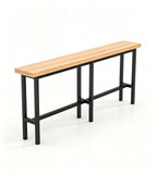 Minimalist Solid Wood Rectangular Bar Table with Metal Legs, Customizable