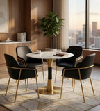 輕奢白色岩板雙色不銹鋼圓形洽談枱 Light Luxury Sintered Stone Round Table