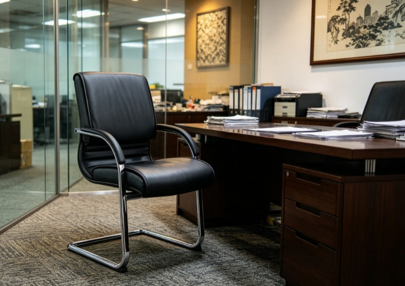 弓形腳固定西皮大班椅	Cantilever Base Faux Leather Executive Chair