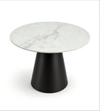 現代白色岩板圓形餐枱 Modern White Sintered Stone Round Dining Table