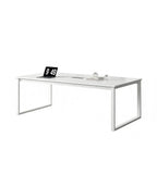 Minimalist White Rectangular Conference Table with Cable Management Box