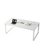 簡約白色長方形帶線盒辦公室會議枱 Minimalist White Conference Table