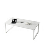 Minimalist White Rectangular Conference Table with Cable Management Box