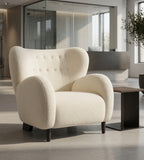白色泰迪布黑鐵腳休閒椅 Teddy Fabric Black-leg Lounge Chair