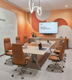 棕灰雙色五星腳會議椅	 Brown and Gray Two-Tone Five-Star Base Conference Chair