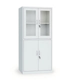 實用灰白鋼制玻璃掩門帶鎖文件櫃 Practical Steel Glass Swing Door Filing Cabinet