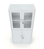 實用灰白鋼制玻璃掩門帶鎖文件櫃 Practical Steel Glass Swing Door Filing Cabinet