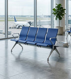現代藍色PU皮帶扶手位排椅 Modern Blue PU  Waiting Chair