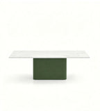 輕奢白色岩板綠色西皮長方形茶几 Sintered Stone Rectangular Coffee Table