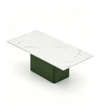 輕奢白色岩板綠色西皮長方形茶几 Sintered Stone Rectangular Coffee Table