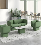 Light Luxury White Sintered Stone Green PU Leather Rectangular Coffee Table