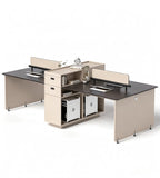 Light Luxury Dark Wood 2-Person Office Desk with Storage Cabinet