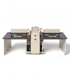 Light Luxury Dark Wood 2-Person Office Desk with Storage Cabinet