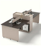 輕奢深木色雙人帶儲物櫃辦公枱 Light Luxury Dark Wood 2-Person Office Desk with Storage Cabinet