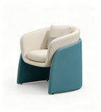 Modern Comfortable Two-Tone Faux Leather and Fabric Single Seater Sofa with Throw Pillow