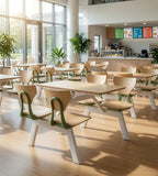 School canteen wooden and green premium chairs