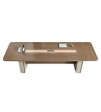 商務胡桃木色長方形帶線盒會議枱 Premium Walnut Conference Table