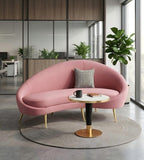 Minimalist White Artificial Stone Round Coffee Table with Titanium Black Steel Legs