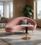 Minimalist White Artificial Stone Round Coffee Table with Titanium Black Steel Legs