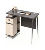 Light Luxury Dark Wood Office Desk with Mobile Cabinet and Password Lock
