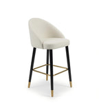 Luxury White Velvet Wood Bar Stool