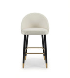 Luxury White Velvet Wood Bar Stool