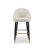 輕奢白色布藝黑色實木腳帶扶手吧椅 Luxury White Velvet Wood Bar Stool