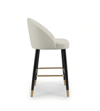 Luxury White Velvet Wood Bar Stool