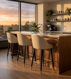 Luxury White Velvet Wood Bar Stool
