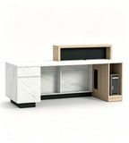 輕奢風大理石木紋接待站 Luxury Marble & Wood-Finish Reception Station