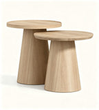 Nordic Light Wood Round Nesting Coffee Table Set