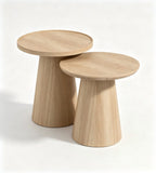 Nordic Light Wood Round Nesting Coffee Table Set