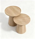 Nordic Light Wood Round Nesting Coffee Table Set