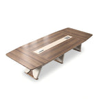 現代木紋帶線盒長方形會議枱 Modern Wood Grain Rectangular Conference Table