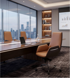 棕深棕雙色五星腳會議椅	Brown and Dark Brown Two-Tone Five-Star Base Conference Chair