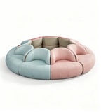 Modern Creative Color-Blocking Fabric & PU Leather Circular Sectional Sofa