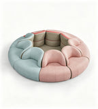 Modern Creative Color-Blocking Fabric & PU Leather Circular Sectional Sofa