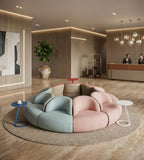 Modern Creative Color-Blocking Fabric & PU Leather Circular Sectional Sofa