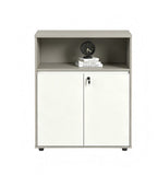 簡約灰白拼色掩門帶鎖辦公室儲物櫃 Minimalist Grey White Locked Office Cabinet