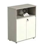 簡約灰白拼色掩門帶鎖辦公室儲物櫃 Minimalist Grey White Locked Office Cabinet