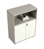 簡約灰白拼色掩門帶鎖辦公室儲物櫃 Minimalist Grey White Locked Office Cabinet