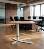 簡約淺木色方形升降枱 Minimalist Light Wood Square Adjustable Table