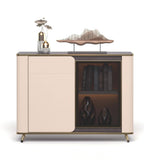 Modern Luxury Walnut and Khaki Grey Storage Cabinet
